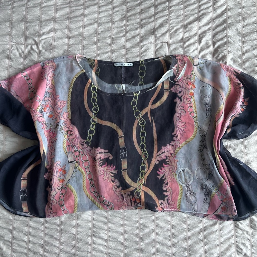 BUI-YAH-KAH USA Sheer Chain Scarf Styled Crop Top (S)